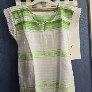 Green and White Women's Blouse
